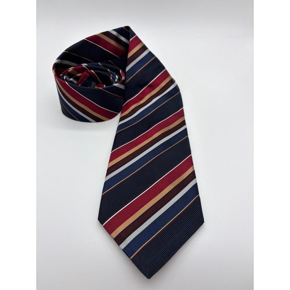 Banana Republic, Classic Diagonal Striped Necktie, Gold/Red/Blue, Pre-Owned